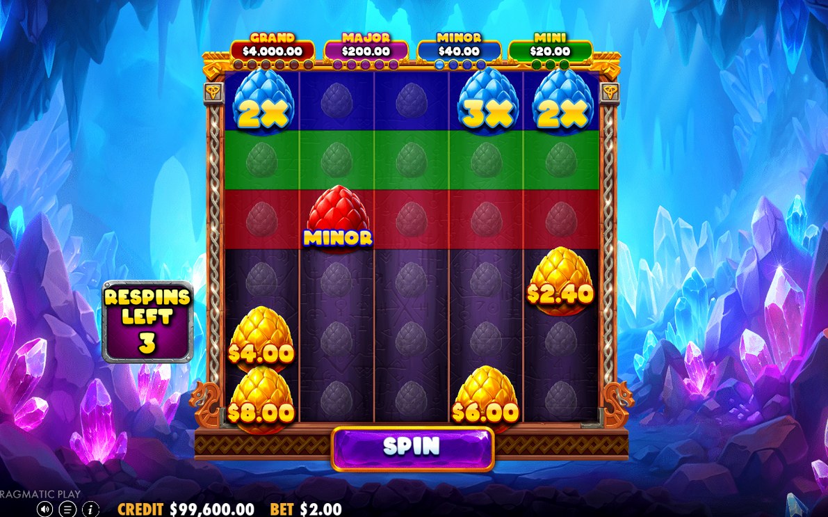 Respins feature with MONEY symbols on the grid