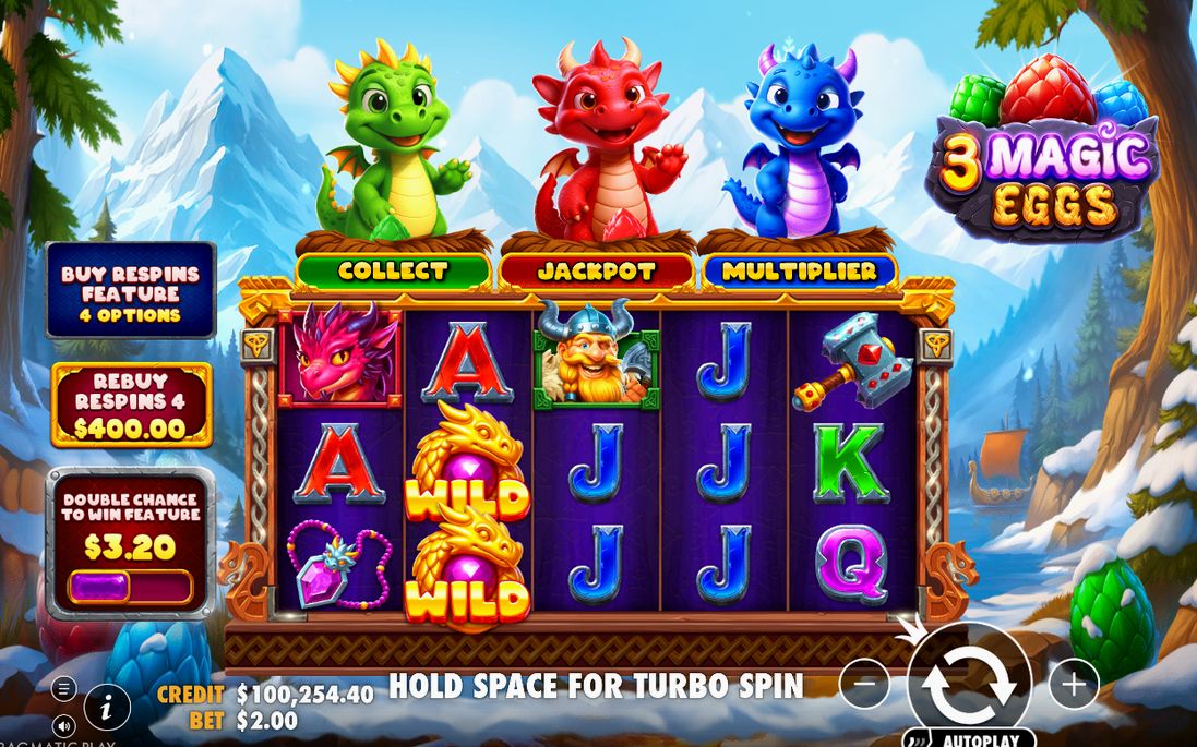 Base game on 5 reels and 3 rows with WILD