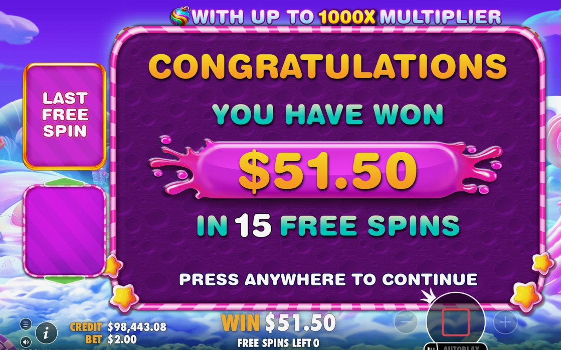 Win total from one spin with tumble wins added together