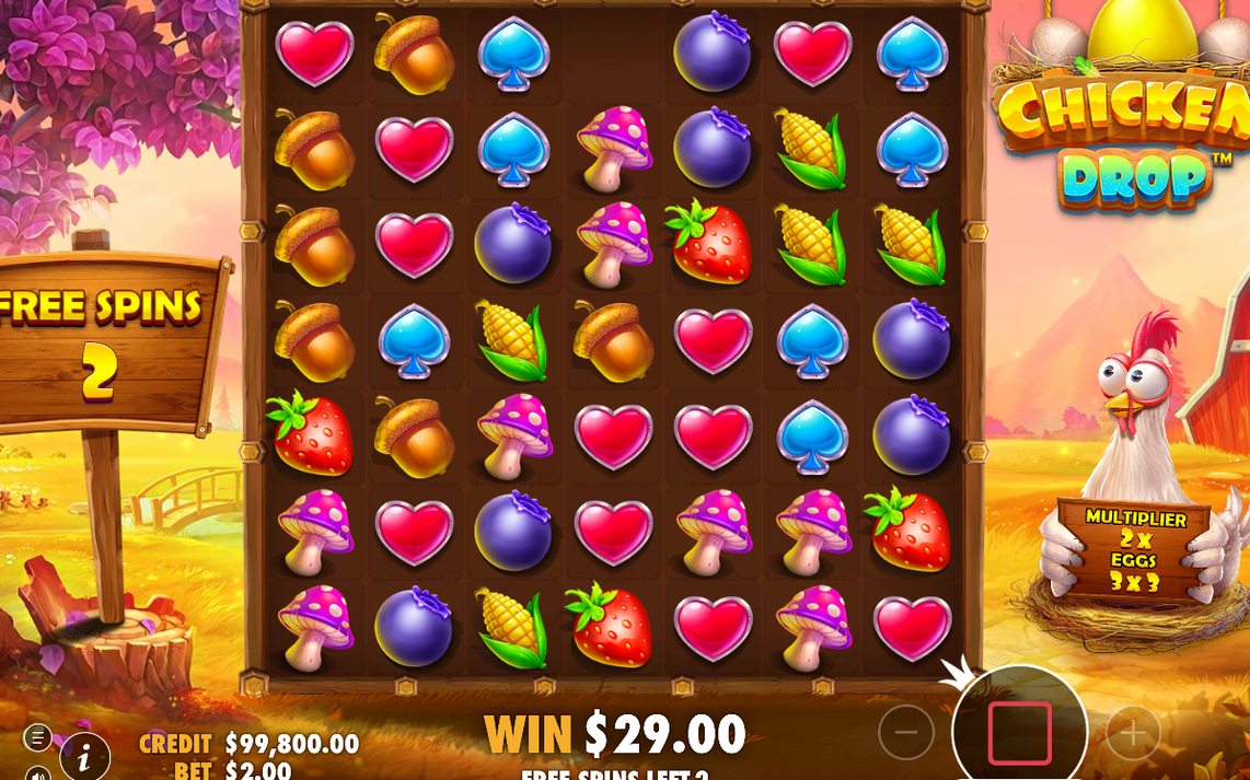 Retriggered Free Spins, with the added spins shown